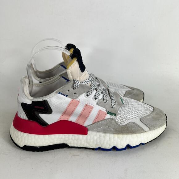 Adidas Nite Jogger Sneakers Women's 7.5 White Gray Lace Up Running Shoes EG9232 - Picture 2 of 10